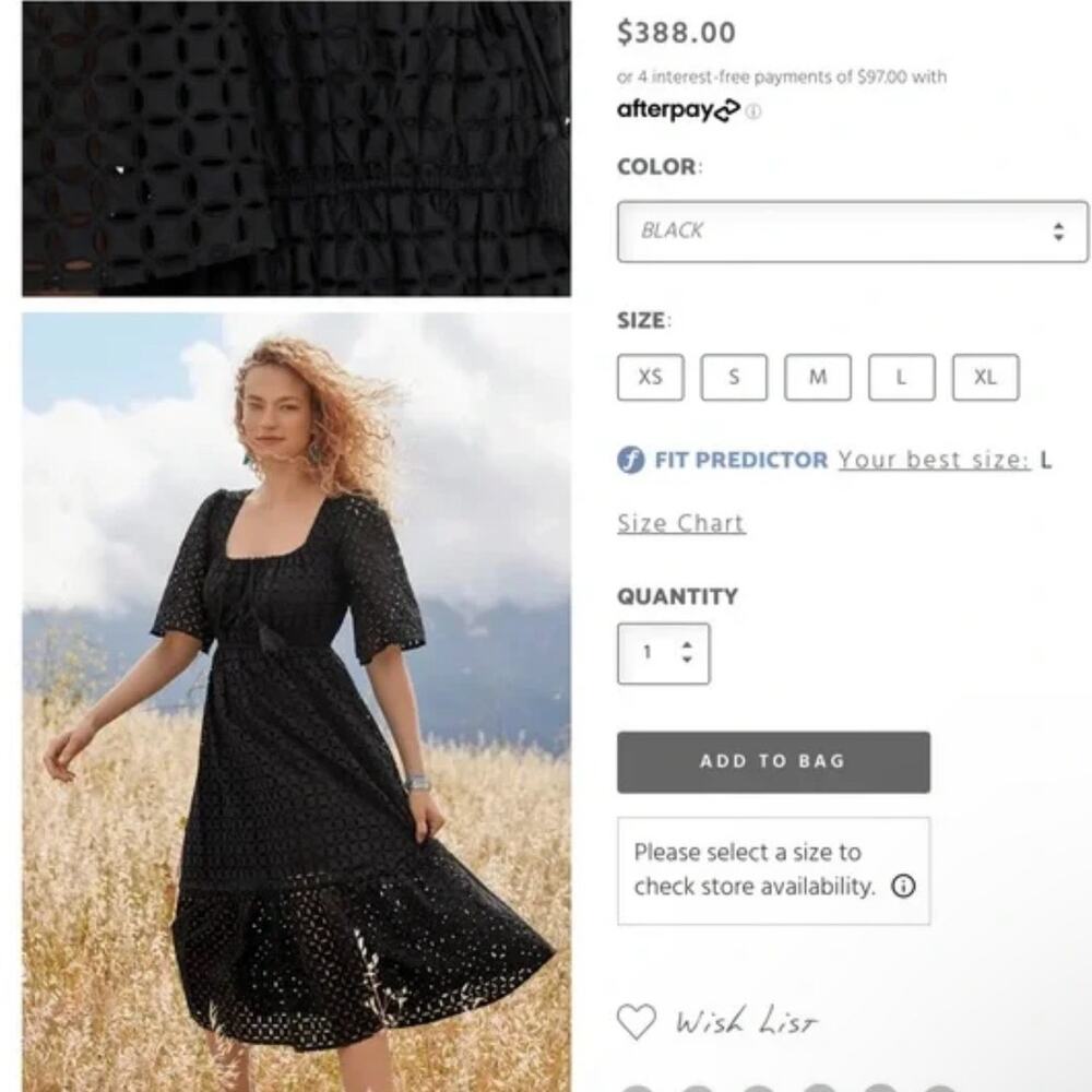 NWT! Johnny Was Misty Eyelet Midi Dress in Black - Size Small (MSRP $388) - Picture 14 of 14